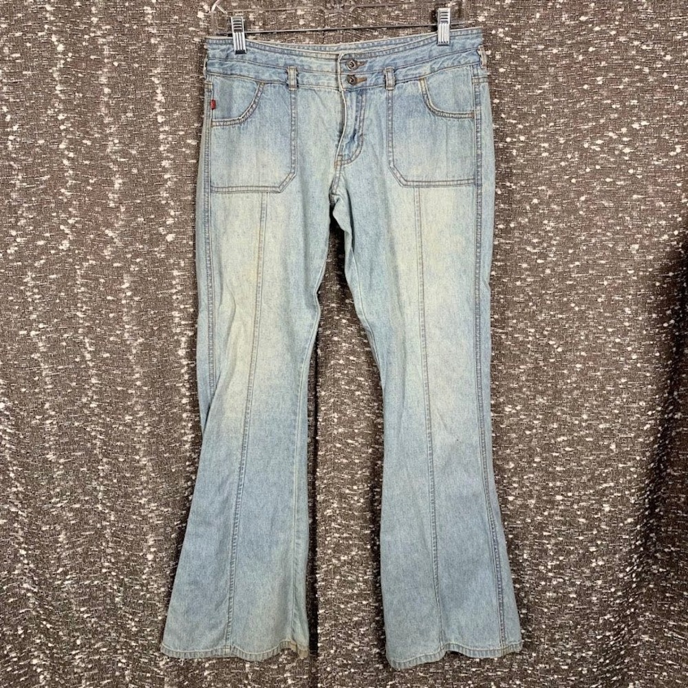 Vintage 2000s Hollister Low Rise Flare Jeans Seam Front Y2K Retro Denim Womens 6